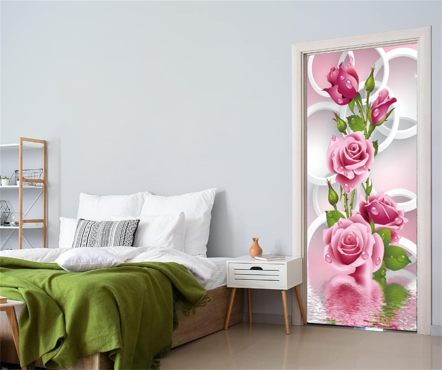Türtapete Rosa Rosen 77x200cm - Selbstklebend 3D PVC Folie