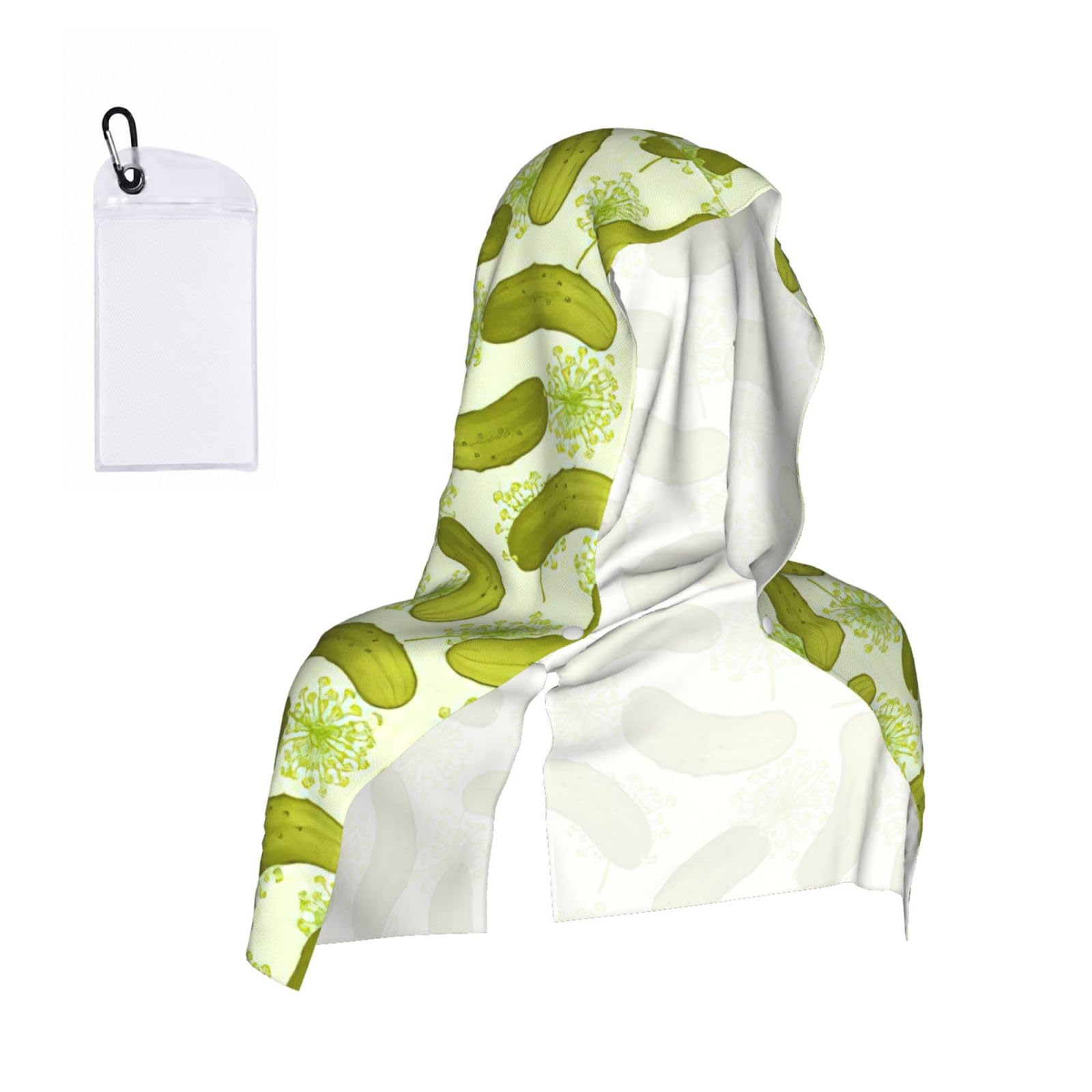 DUWAA Sushi Dill Pickles Print Cooling Hooded Sports Towel, 30×60cm Quick Drying Summer Cool Head Wrap For Neck And Face