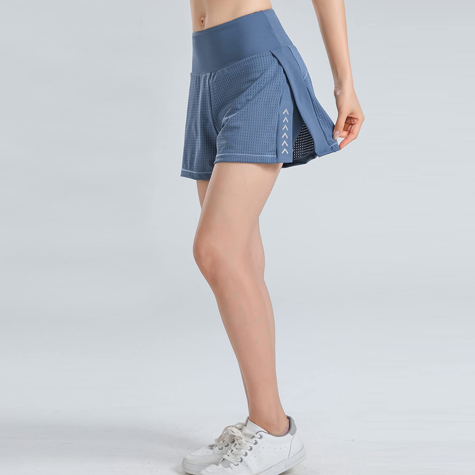 Short de course léger 2 en 1 pour femme - Pour entraînement, gym, yoga - Doublure avec poches pour téléphone