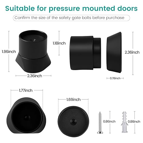Miniatura 2 de Mumeasy Paquete de 4 extensores protectores de pared para puerta de bebé, kit de extensión de puerta de seguridad montado a presión de 0.78 a 3.96