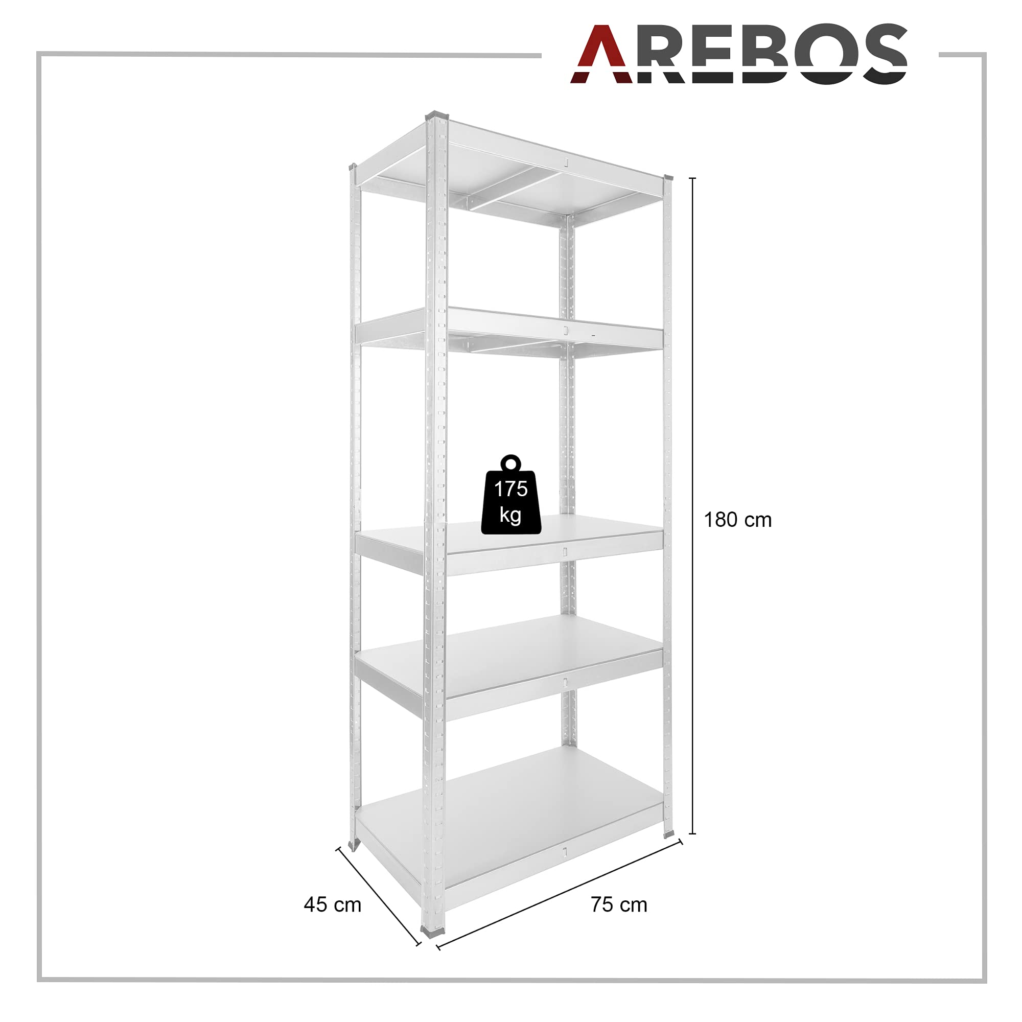 Rek voor zware lasten 180 x 90 x 40 cm 875 kg - Zwart