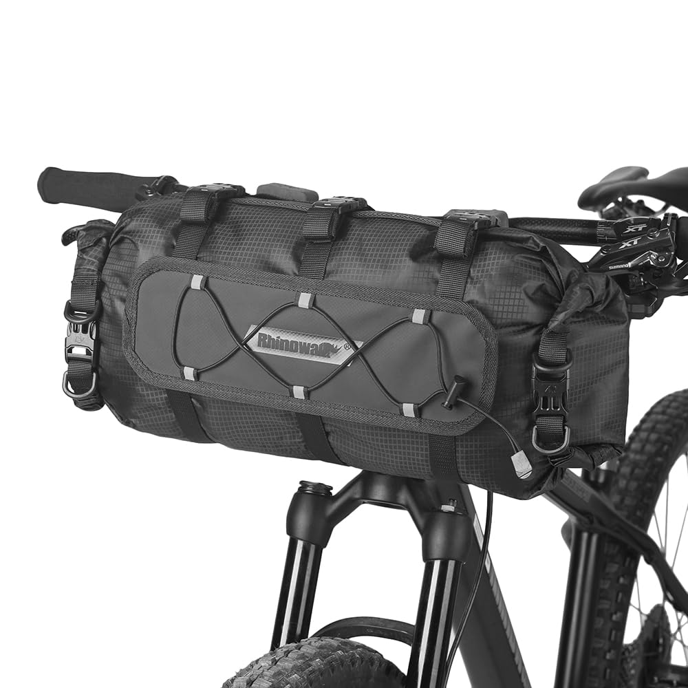 Rhinowalk Sac étanche pour guidon de vélo 12 L avec panneau avant et harnais amovible, bandoulière incluse (type 9300)