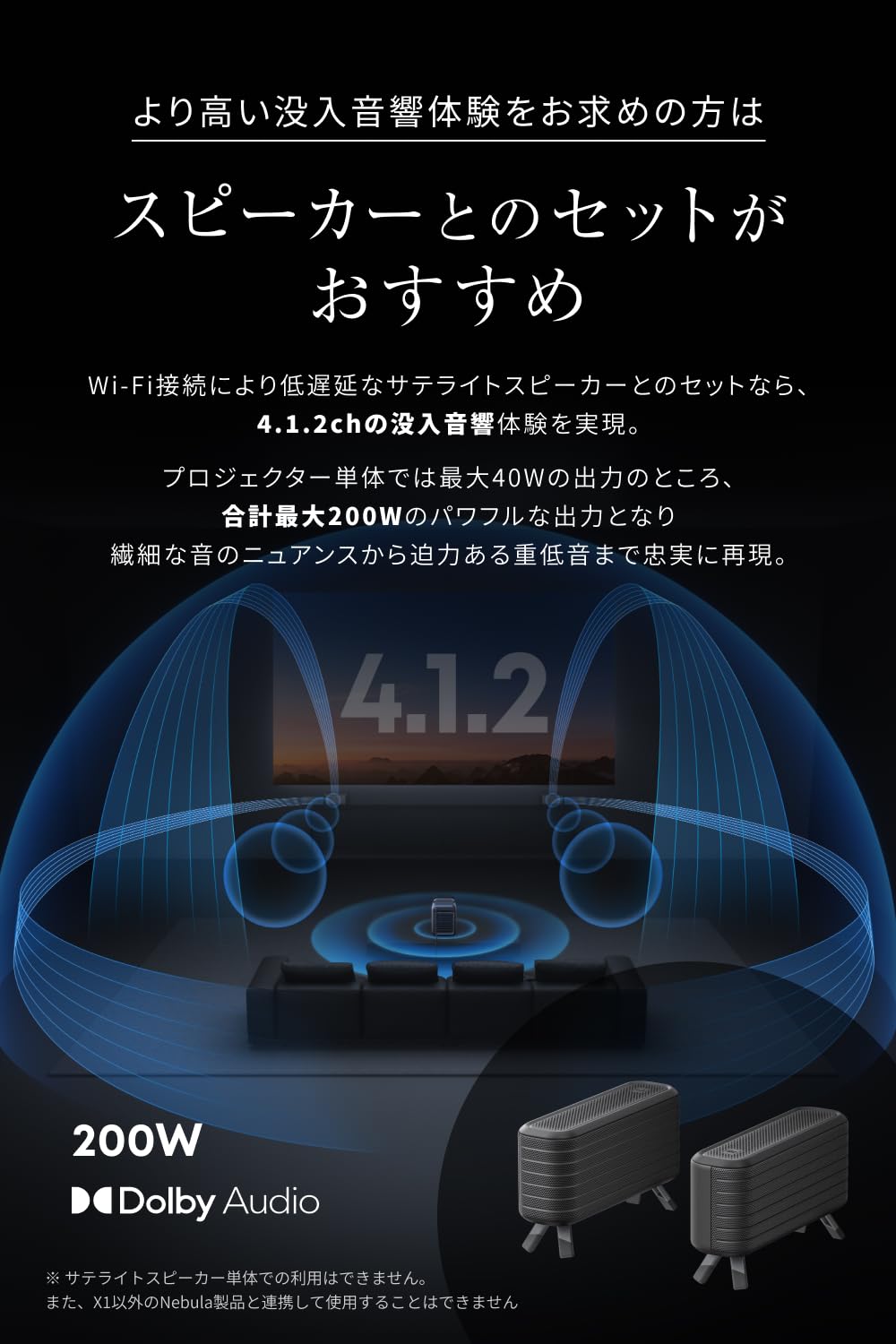 Anker Nebula X1 プロジェクター 本体+スピーカー＋スタンドセット Nebula（Anker） Anker Nebula X1 (プロジェクター & 専用サテライト