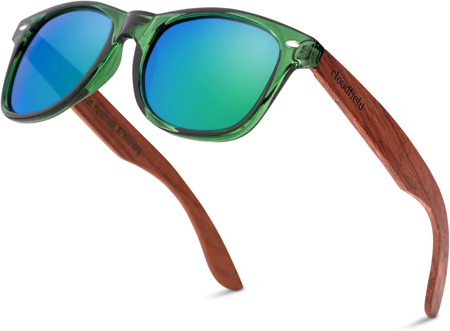 Wood Frame Sunglasses for Men and Women with 9-Layer Polarized Lenses and Double Layer of UV Blocking Coating