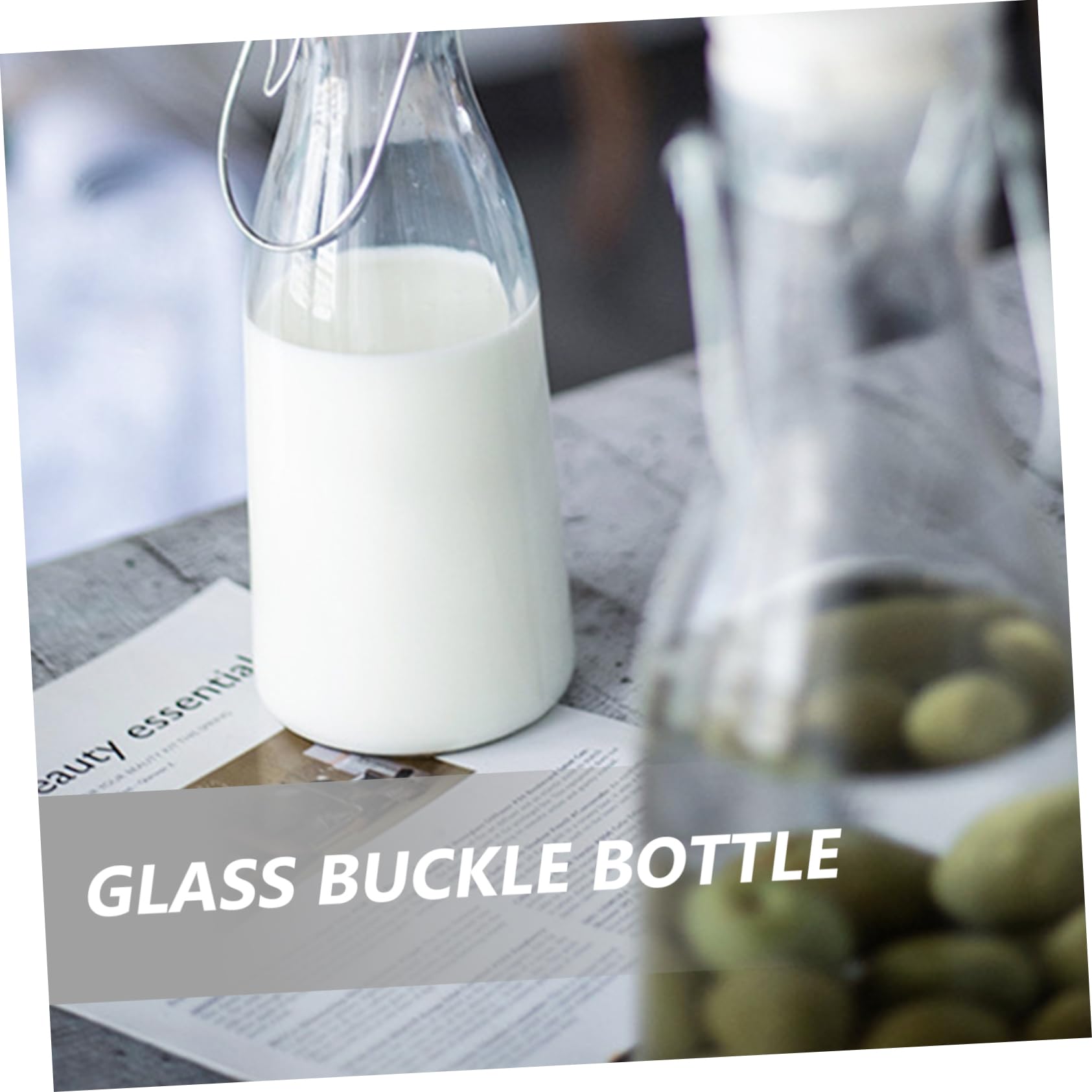 Mikinona Transparente Glasflasche 1000ml mit Verschluss, Auslaufsicher