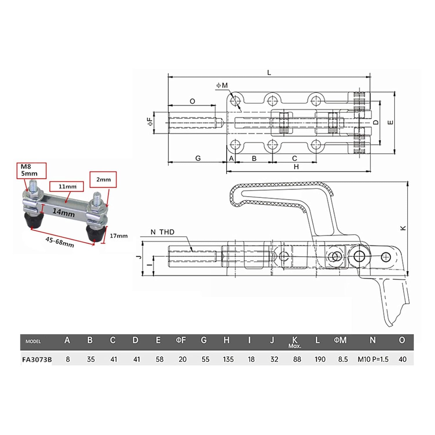 Heavy Duty Toggle 50mm Stroke Double Headed Heavy Duty Push Pull Quick Release Toggle Clamp for Welding