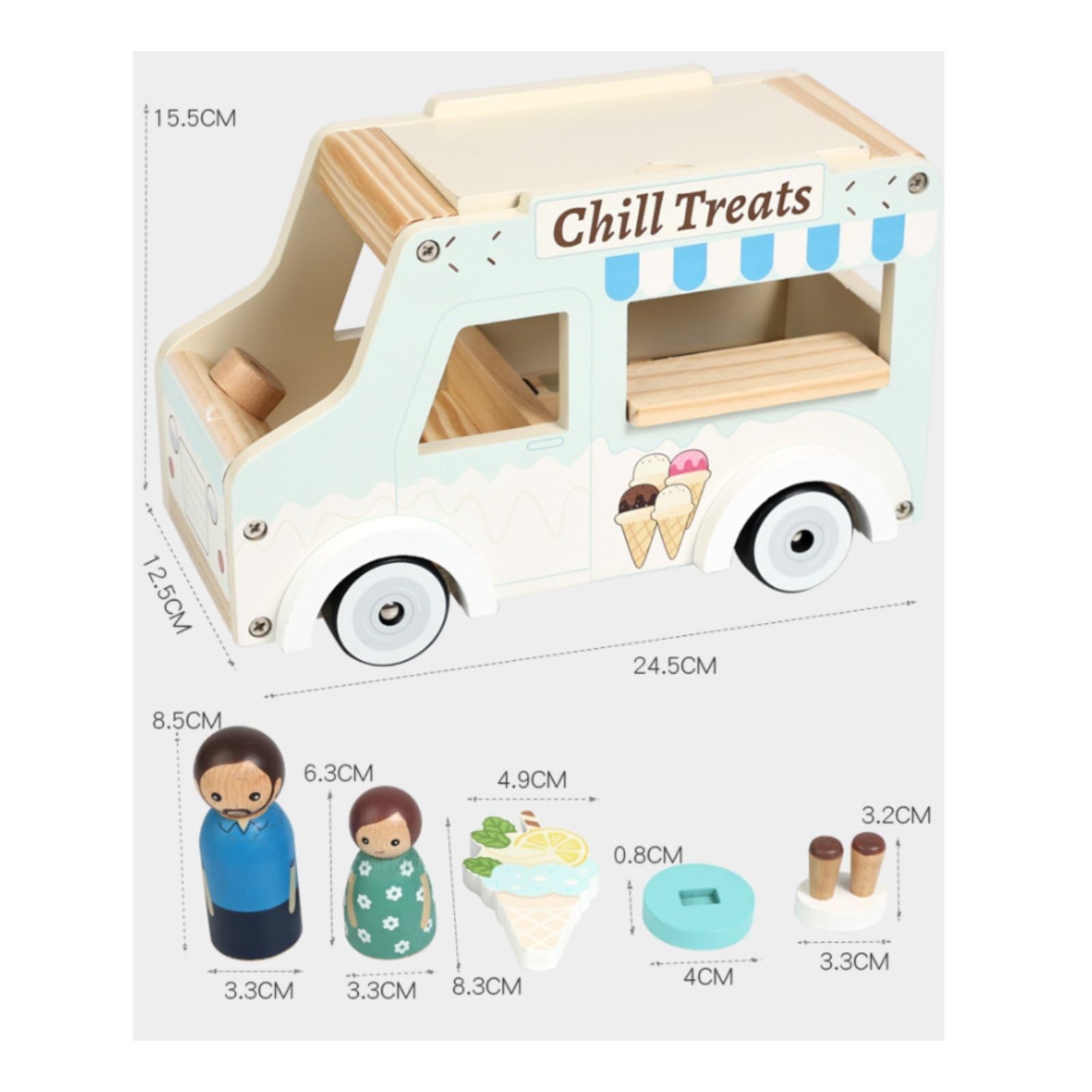 Children Learning Carrello Gelati Giocattolo Girello Carretto Carrellino Design a Carretto con Sportelli E Display Supporta Equilibrio E Imitazione Adatto per Gioco in Casa Cameretta Scuola