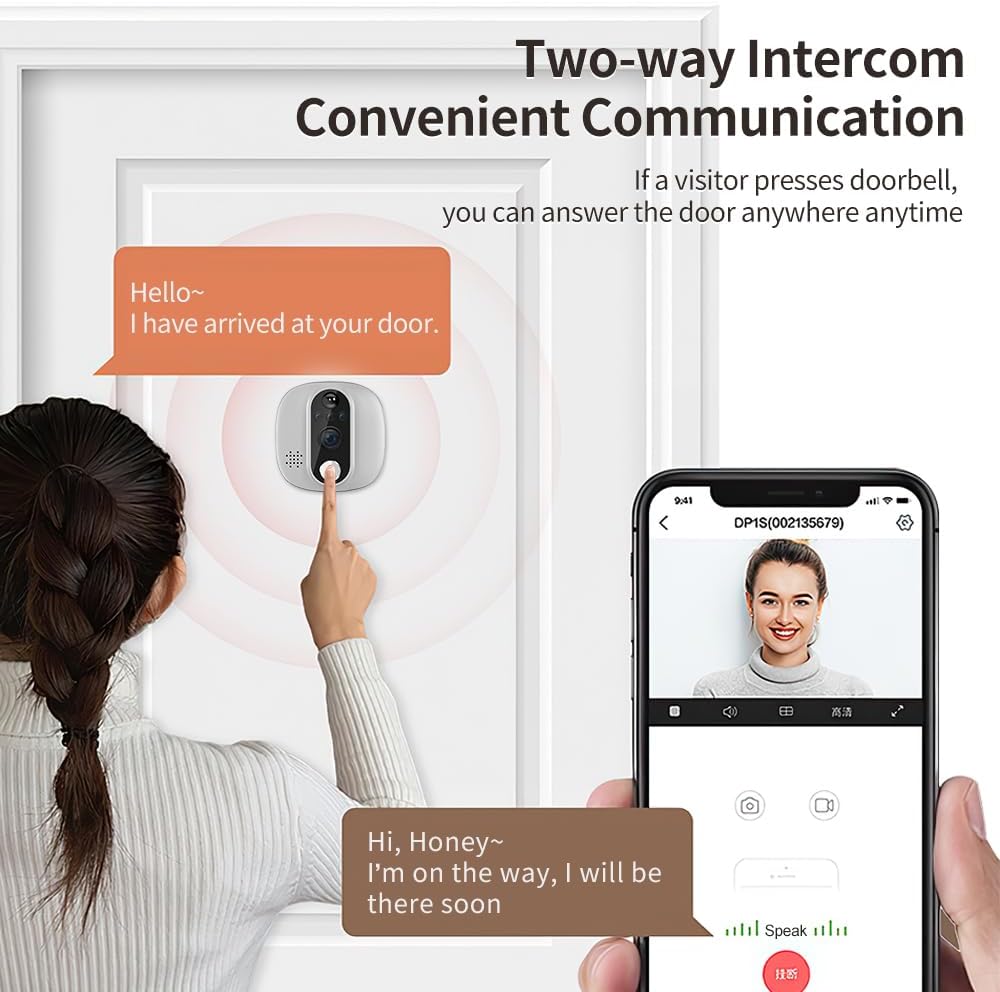 Digital Door Viewer Camera Wireless 4.3 Inch LCD Screen,Front Door Peephole Camera with Motion Detection,180-Day Battery Life,Two-Way Video Call,170 Degree HD Night Vision,Work with Alexa Tuya