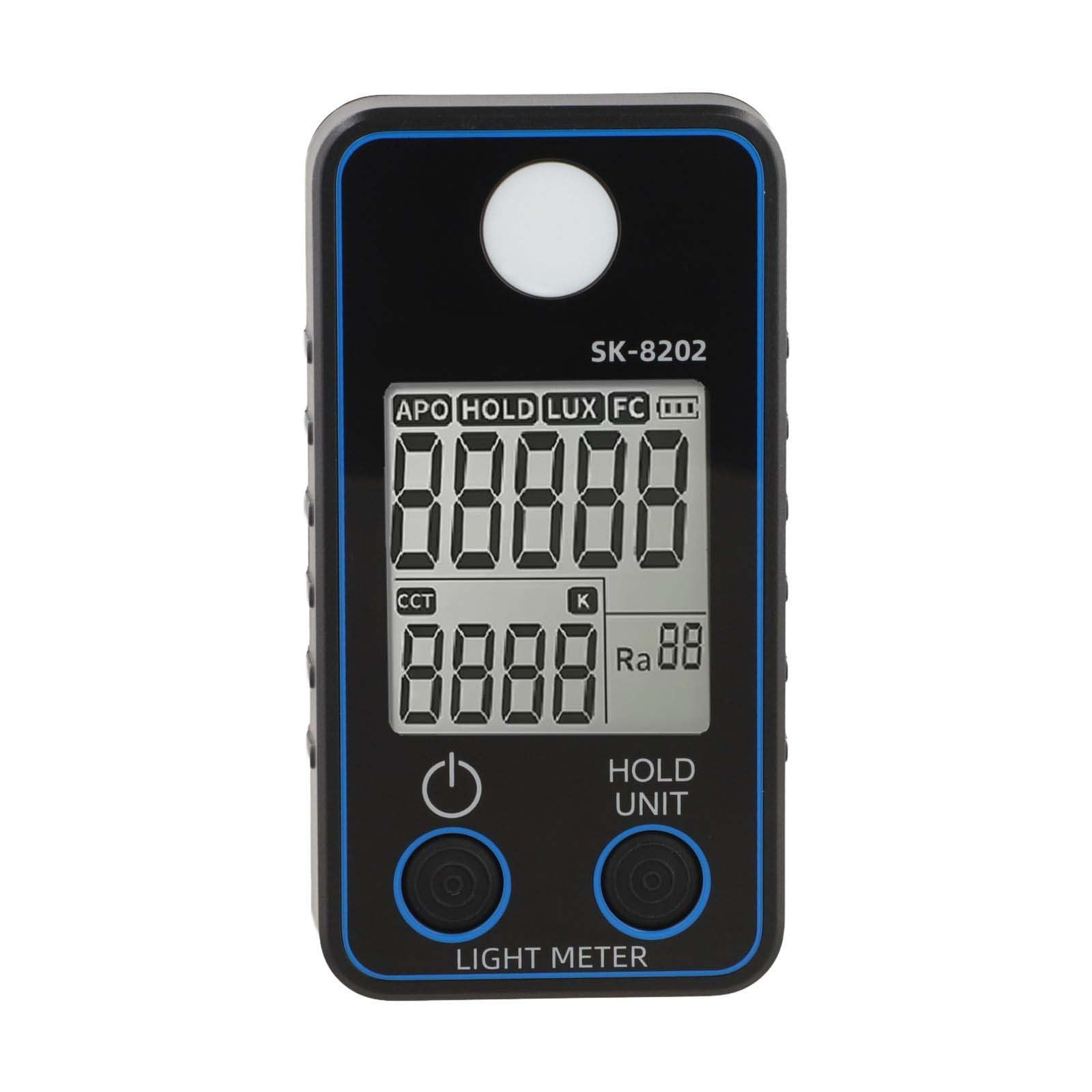 Versátil medidor de iluminancia 05-300000 LUX CCT 2500K-8000K para función de apagado automático, prueba de luz en casa, estudio, almacén