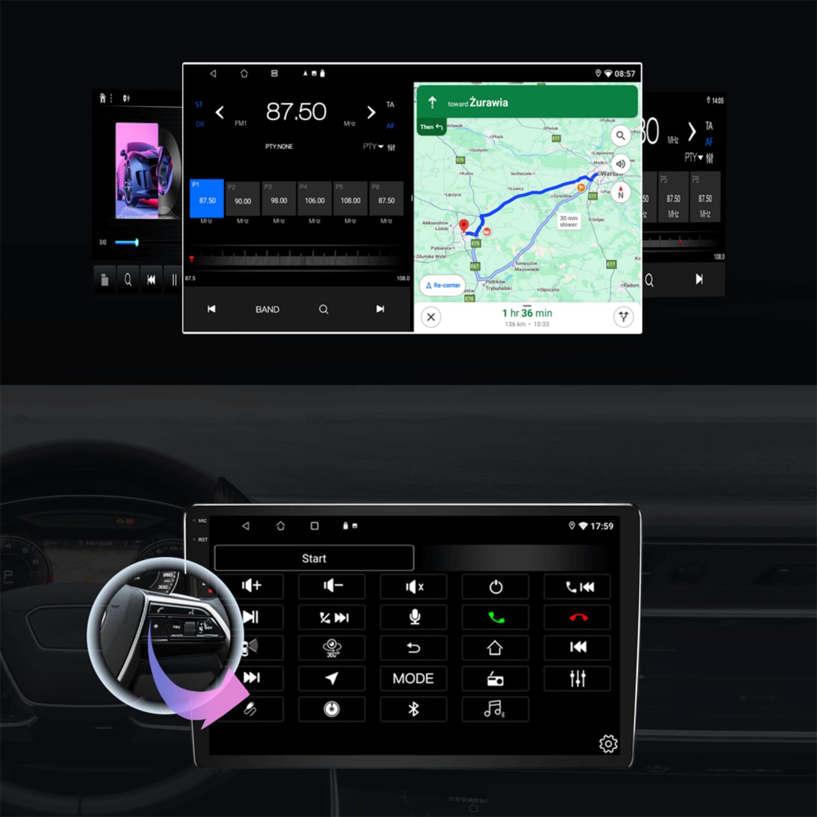 Radio samochodowe do FORD FOCUS MK3 2011-2019, system Android 13 4GB+64GB z Carplay Android Auto, 9-calowy qled ekran dotykowy, obsługuje Nawigację GPS WLAN BT LTE