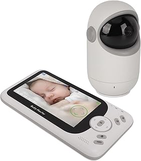 Monitor de bebê inteligente de 4,3 polegadas, monitor de bebê de vídeo com câmera branca interfone sem fio, monitor de cabeça esférica giratório de visão noturna para casa 100-240V(US Plug)