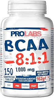Prolabs BCAA 8:1:1-150 compresse da 1000 mg - 100% aminoacidi ramificati (Leucina, Isoleucina, Valina) con rapporto 8:1:1 - Supporto, costruzione e ripristino muscolare per sportivi - Vegan