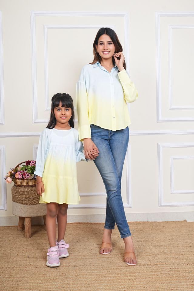 Image of Maaesa Women & Girls Mother Daughter Matching Shirt Combo || Rayon Tie-Dyed Shirt || Full Sleeve || Casual Wear || Family Twinning Outfit