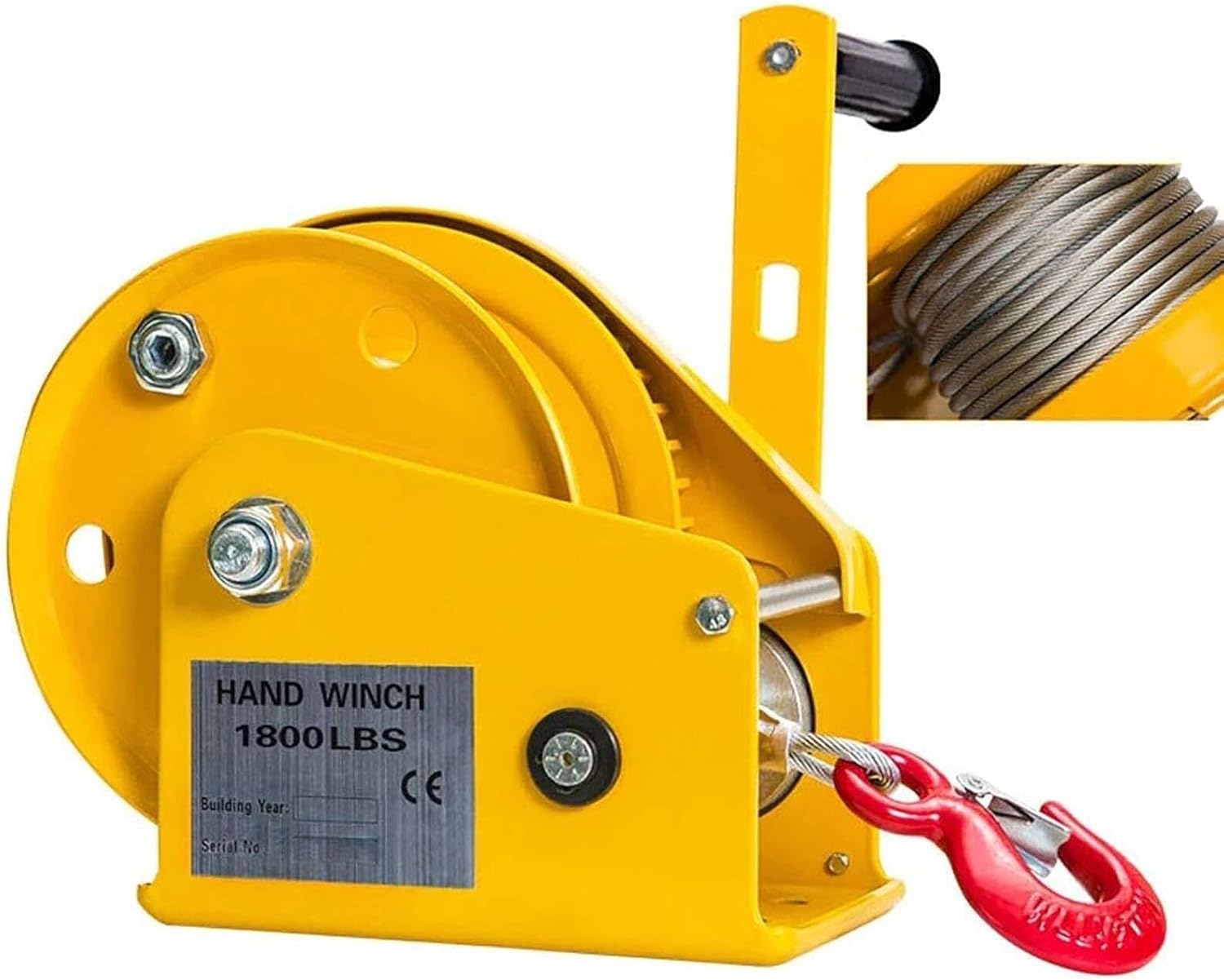 Treuil manuel robuste 1800lbs avec système d'engrenage en acier pour levage en garage