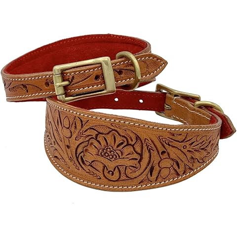 Handcrafted Leather Whippet Dog Collar with Padding Cover