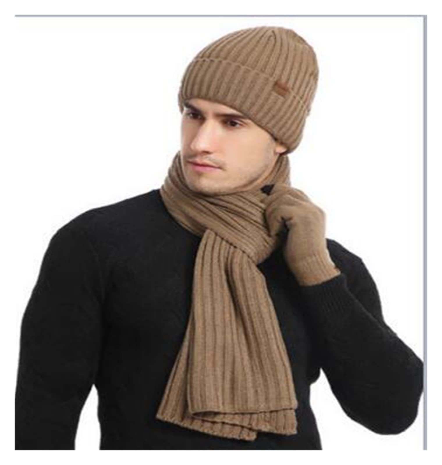 Bufanda Chal Conjunto De Guantes Y Bufanda De Gorro Cálido Grueso De Punto Para Hombre Y Mujer De 3 Piezas En Otoño E Invierno Suave y Cálida