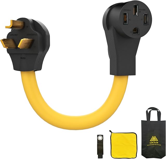NEMA 10-30P to 14-50R EV Charger Adapter Cord, 125V/250V 3 Prong Dryer Outlet Male Plug to 50 Amp 4 Prong Female EV for Level 2 Charging Dryer PHEV EV Tesla Charger RV