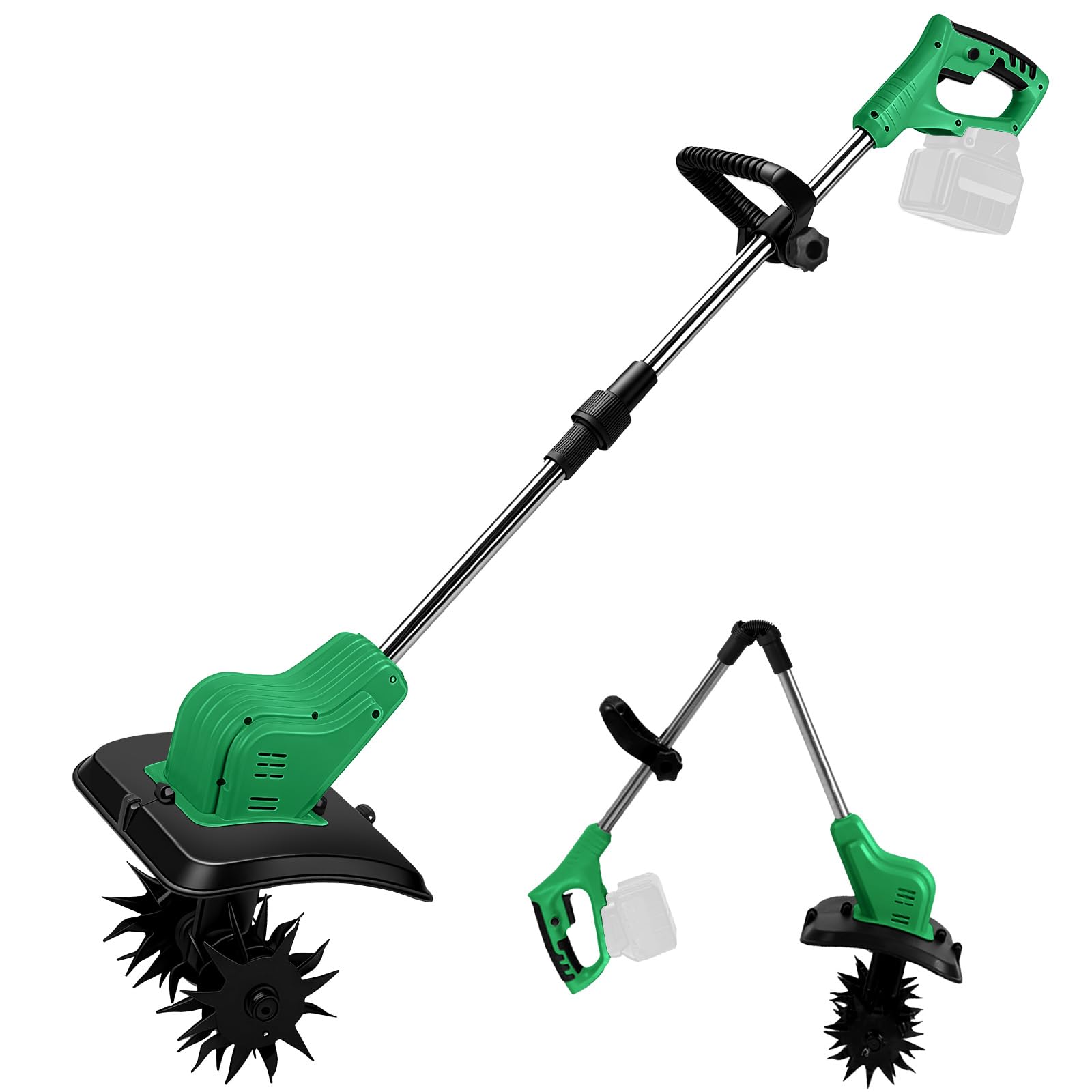 Motoazada para huerto, azada eléctrica, para Makita 18V batería, con Profundidad de Trabajo de 16 cm, Ancho de Trabajo de 30 cm, Velocidad de 300 RPM, Mango ergonómico, para Cultivo de jardín