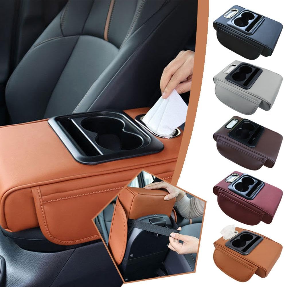 Xoyoeif Car Armrest Cushion, 5-in-1 Center Console Cover With 2 Storage Bags Cup Holder, Tissue Box Slot, Phone Slot For Car Sedans, Car Accessories Interior - View #8
