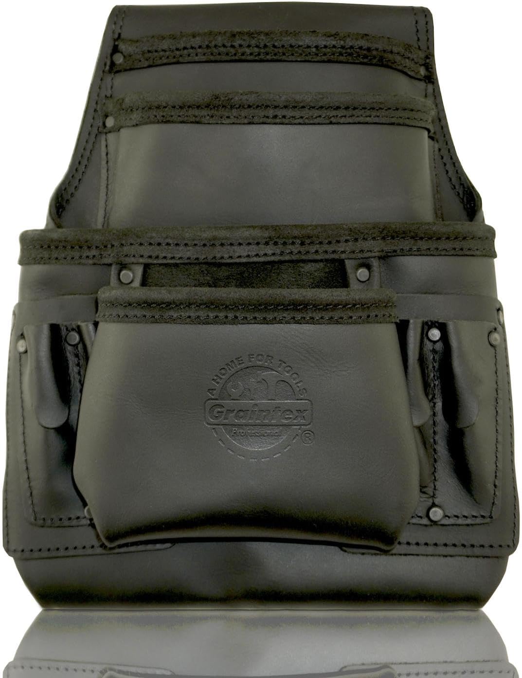 Graintex OS2744 10 Pocket Nail & Tool Pouch Top Grain Oil Tanned Leather for Framers, Constructors, Electricians, Plumbers, Handyman