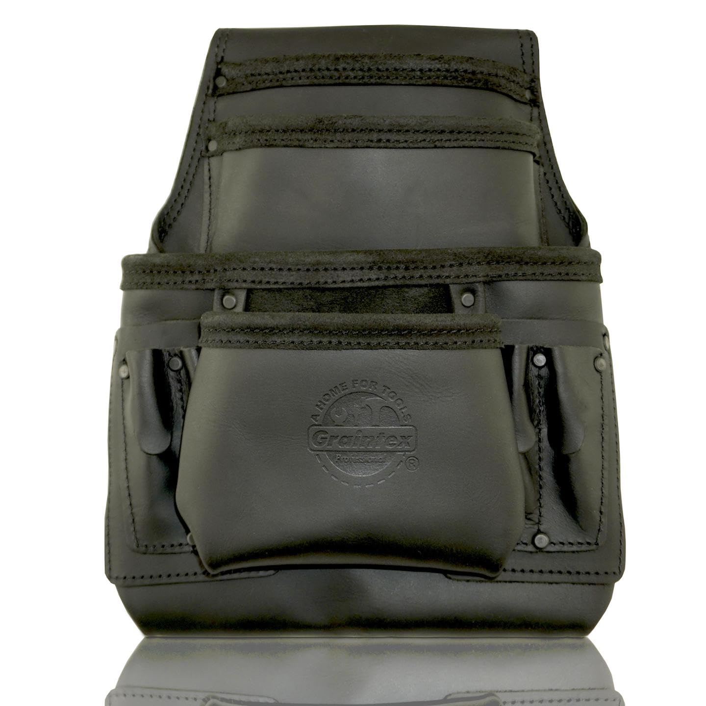Graintex OS2744 10 Pocket Nail & Tool Pouch Top Grain Oil Tanned Leather for Framers, Constructors, Electricians, Plumbers, Handyman