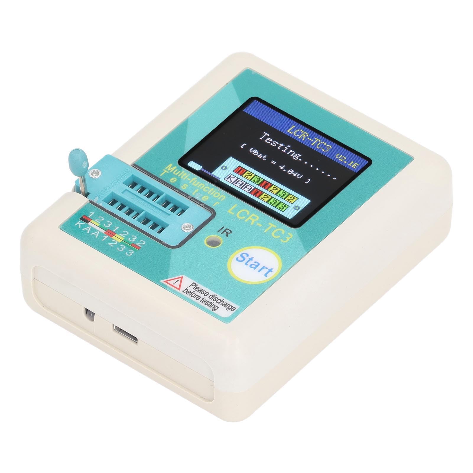 Kit tester per transistor Display a colori ad alta precisione Misuratore di resistenza capacitiva del diodo multifunzionale per gli appassionati di elettronica