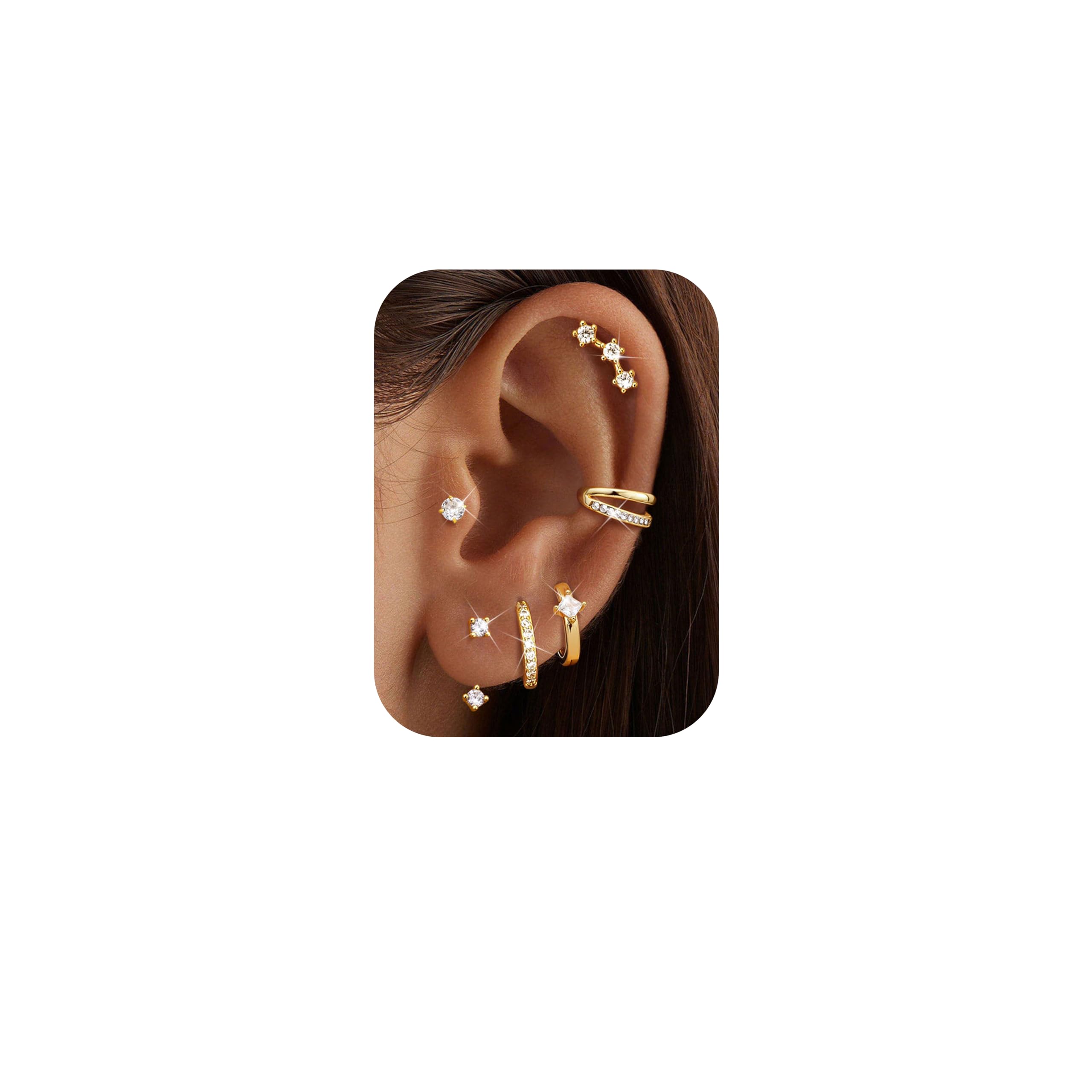Roheafer Ohrringe Set - 3-4 Paare 925 Sterling Silber Ohrrin