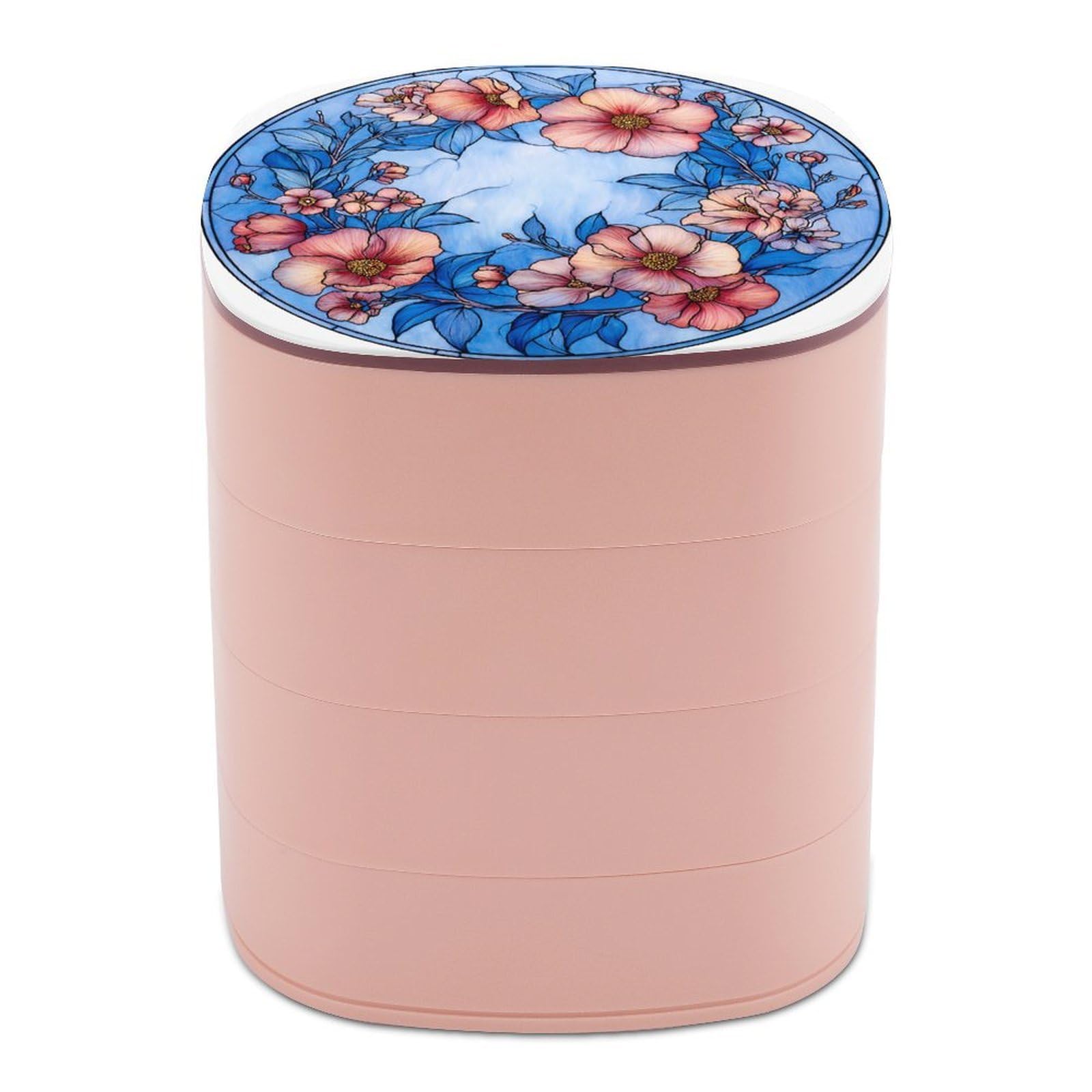 Boîte à bijoux en verre teinté et rotative : écrin floral élégant pour bagues et colliers