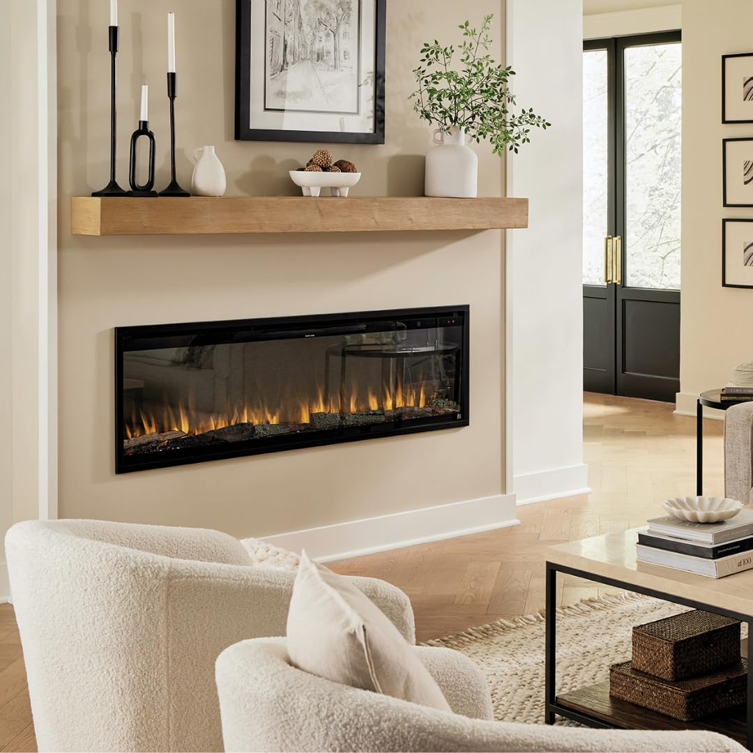 Touchstone Floating Fireplace Mantel Shelf – Solid Wood Wall-Mounted Mantel – Rustic Farmhouse Style 72 Inch – Unfinished