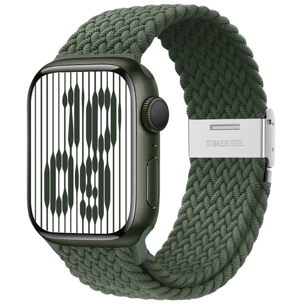 Qimela Compatible with Apple Watch Band 49mm 45mm 44mm 42mm,Stretchy Sport Solo Loop Strap with Adjustable Buckle,Elastic Nylon Braided Wristband for iWatch Series 8 7 6 SE 5 4 3 2 1 Ultra,Women Men