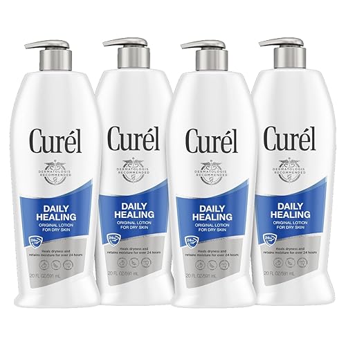 Curel Loción corporal de curación diaria para piel seca, loción corporal hidratante recomendada por dermatólogos con complejo avanzado de ceramidas,