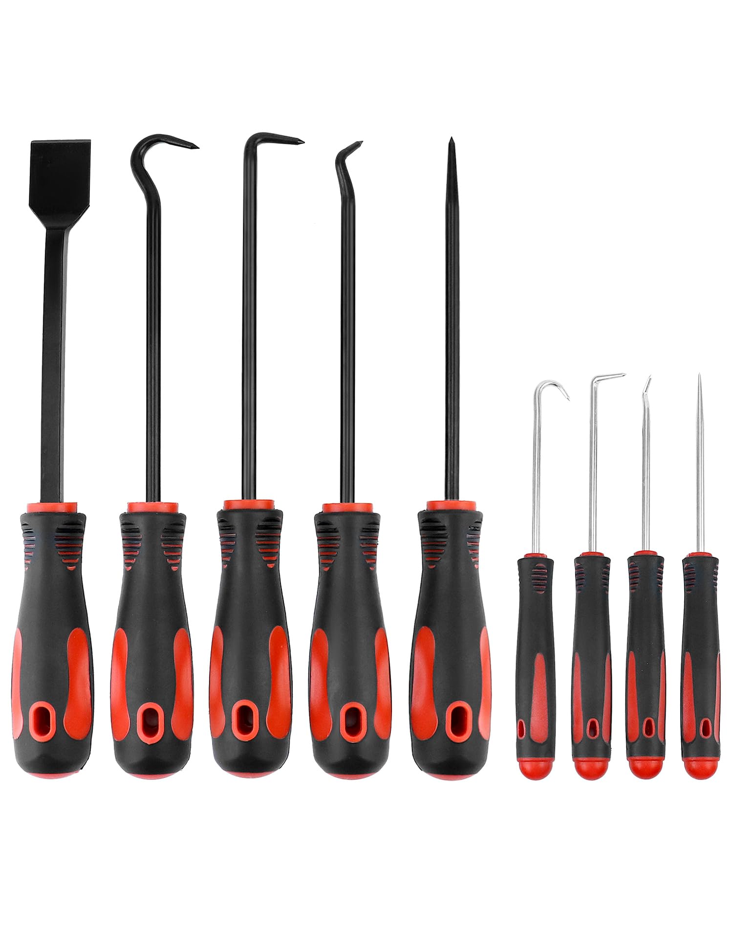 Qwork Black Qwork® 9Pcs Long Hook And Pick Set With Scraper, Removalpullerhook, Automotive And Electronics Repair Tool Set