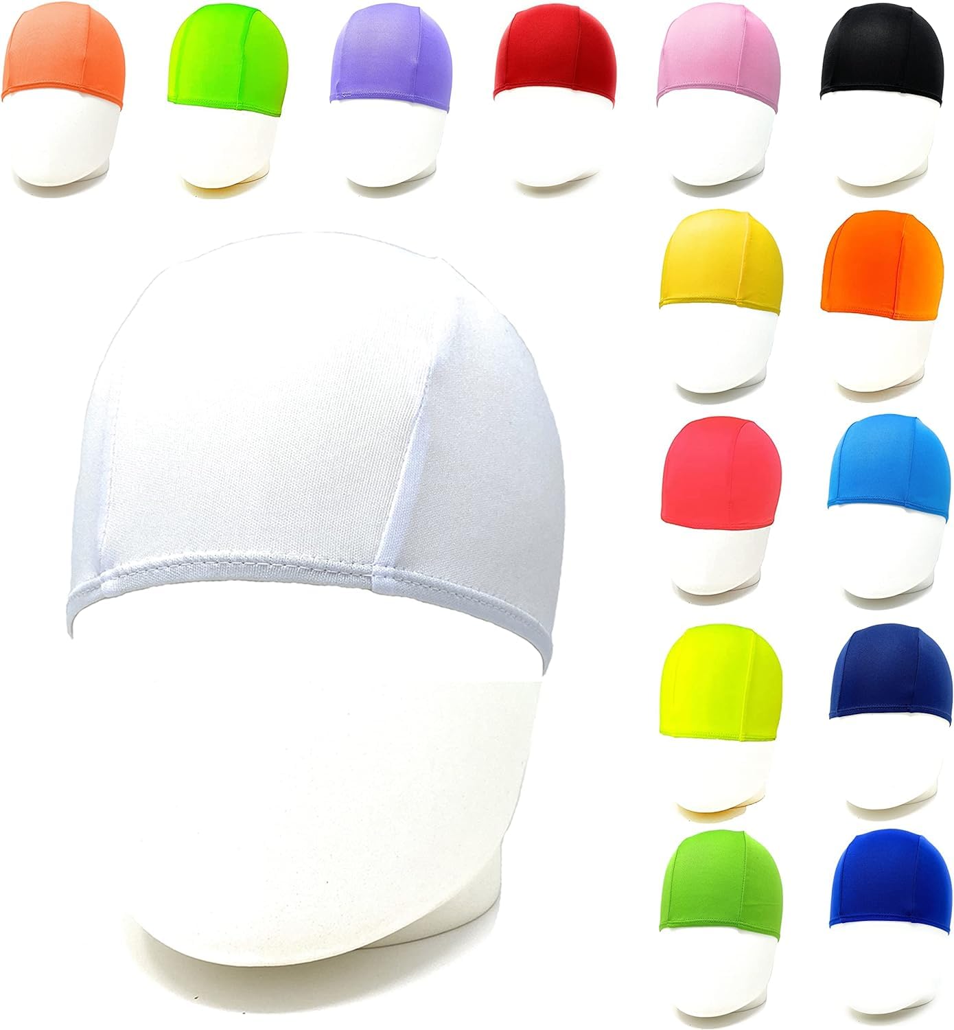 Professionelle schmal geschnittene Polyester-Badekappen – Mengenrabatte – Unisex-Badekappe mit Streifeneffekt. 50-500 PCS Mengenpakete