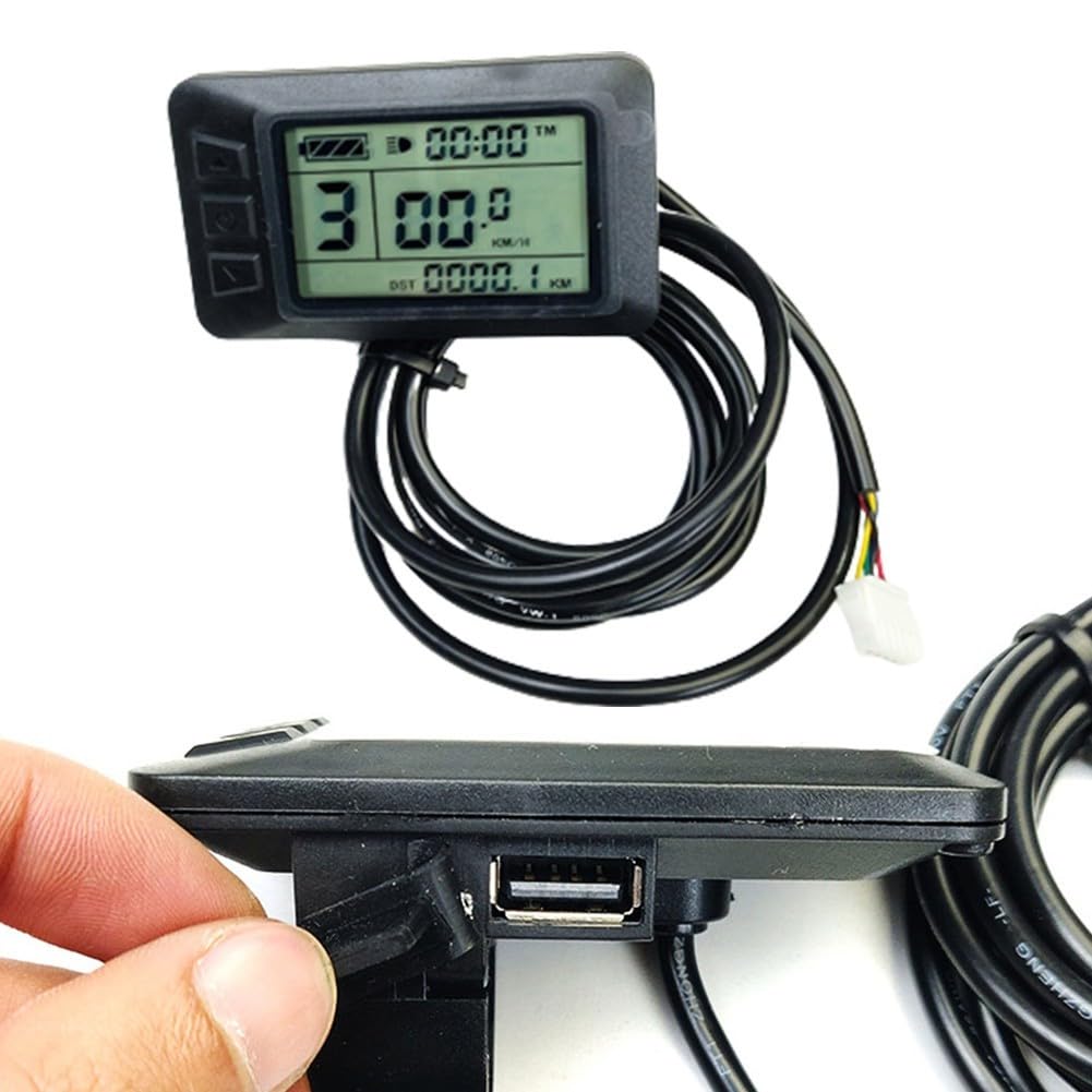 Pantalla LCD para bicicleta eléctrica, diseño impermeable, material ABS duradero, fácil instalación, baja tasa de fallos, color negro, 82 x 48 mm, para bicicleta eléctrica, scooter, longitud