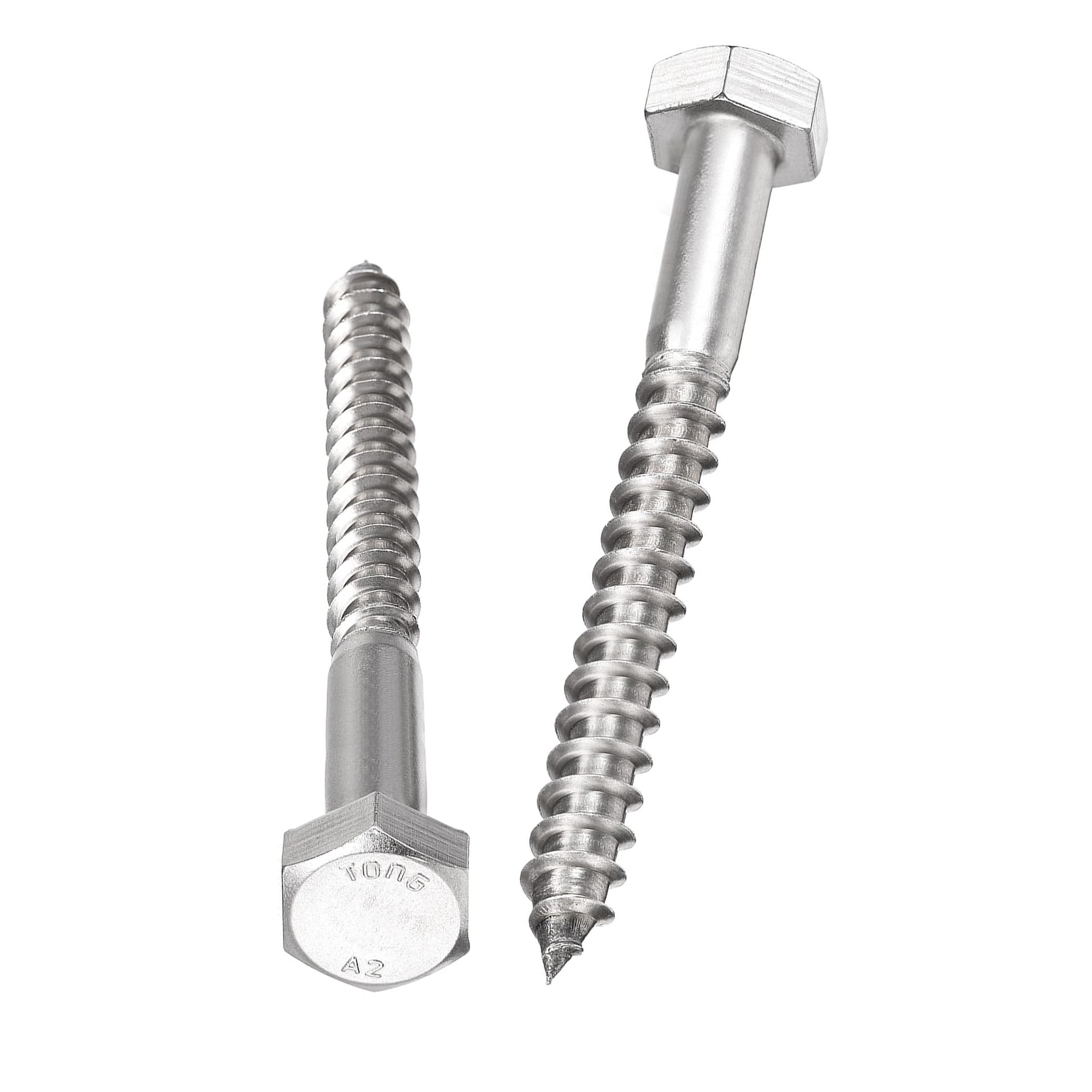 Unifizz 5 Pcs Hex Lag Screws, M10 x 100mm 304 Stainless Steel Wood Bolts