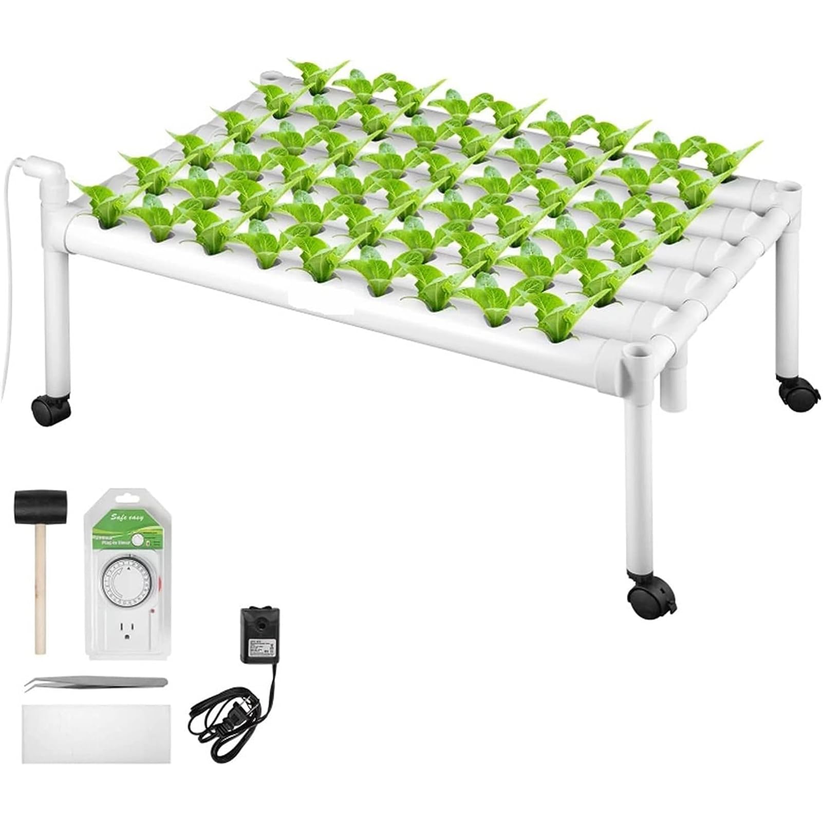 HSRG Hydroponics Growing System, 1 Layer 54 Plant Sites Hydroponic Grow Kit Garden System, 6 PVC Pipes Hydroponic Indoor Plant Equipment with Water Pump, For Planting Leafy Vegetables