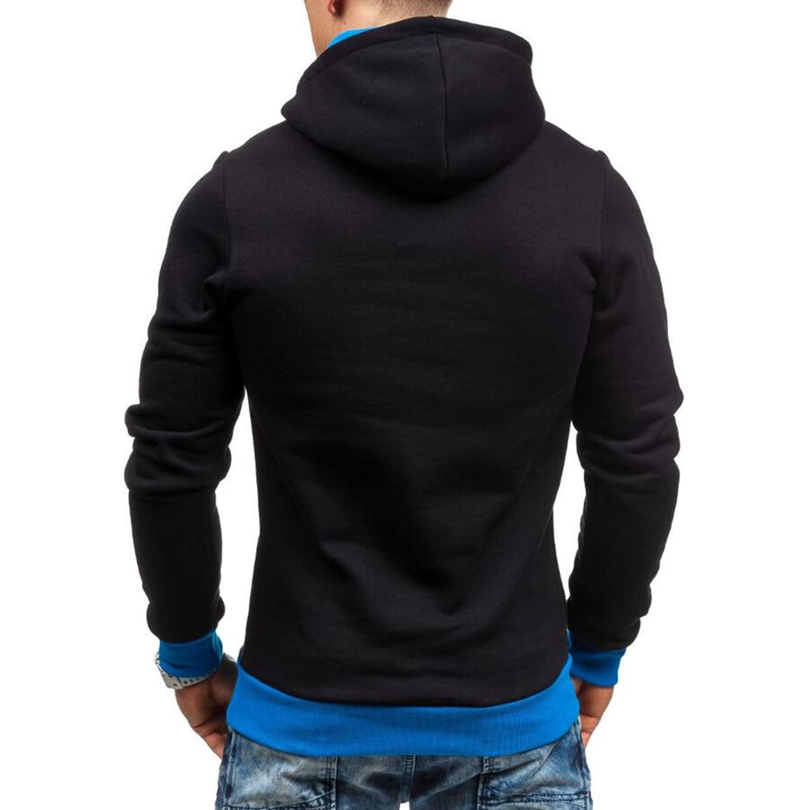 Maiyifu-GJ Men's Long Sleeve Diagonal Zipper Hoodies Zip Up Slim Fit Athletic Hoodie Hip Hop Hooded Sweatshirts with Pocket (Black 1,Large)