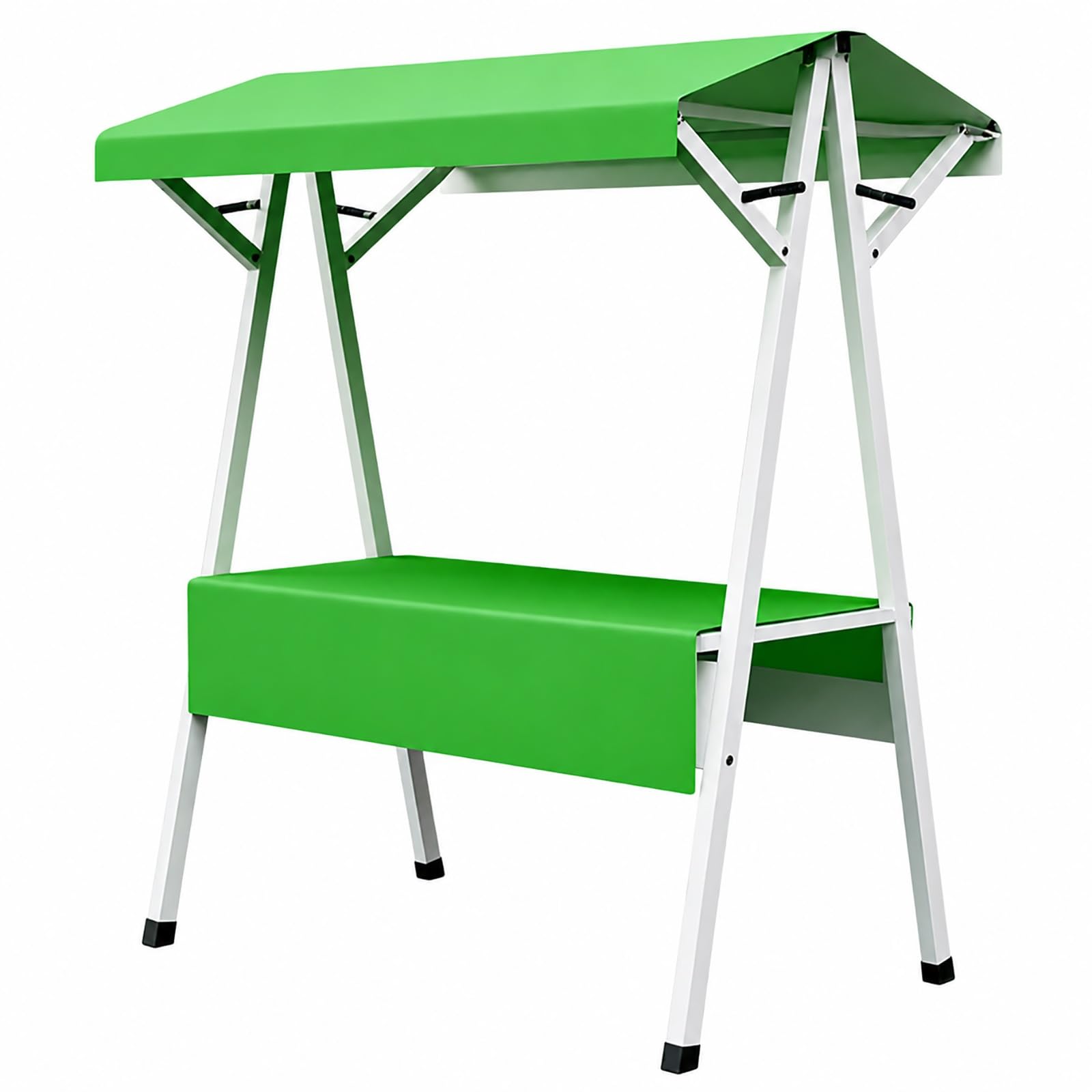 Foldable Street Vendor Food Cart with Canopy, Metal Farmers Market Stand