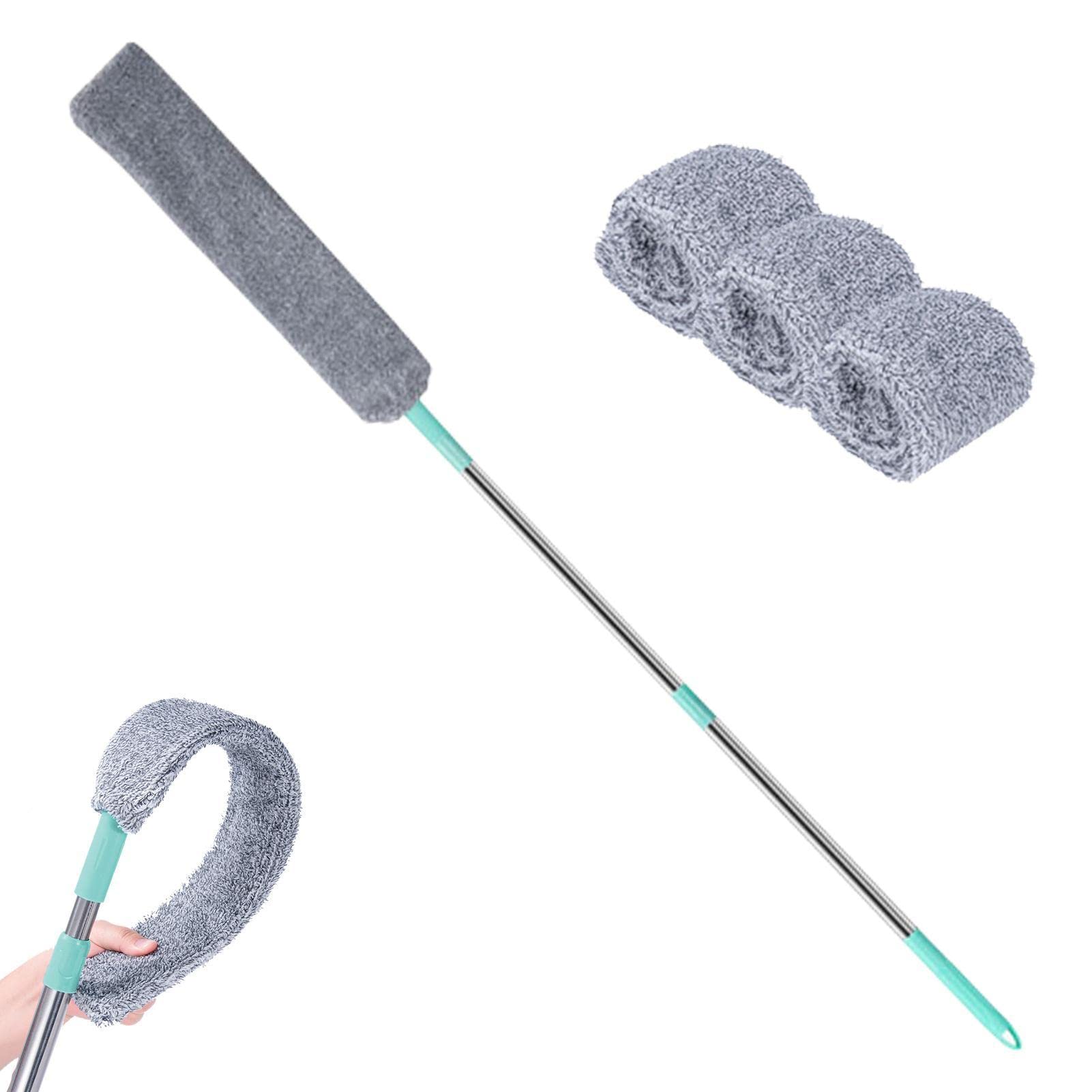 Pulitore per la polvere retrattile, in microfibra, lavabile, con asta telescopica in acciaio inox, pieghevole, per soffitto, pavimento, mobili (C