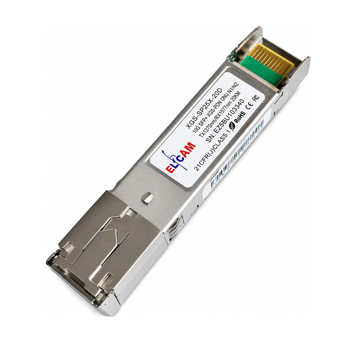 Elfcam - Módulo Transceptor 10Gb XGS-PON para Fritz!Box 5530/5590 Fiber – SFP+ Óptico, Alcance 20 km, Compatible con Fritz!OS 7.50+, SC/UPC SM, TX1270nm/RX1577nm