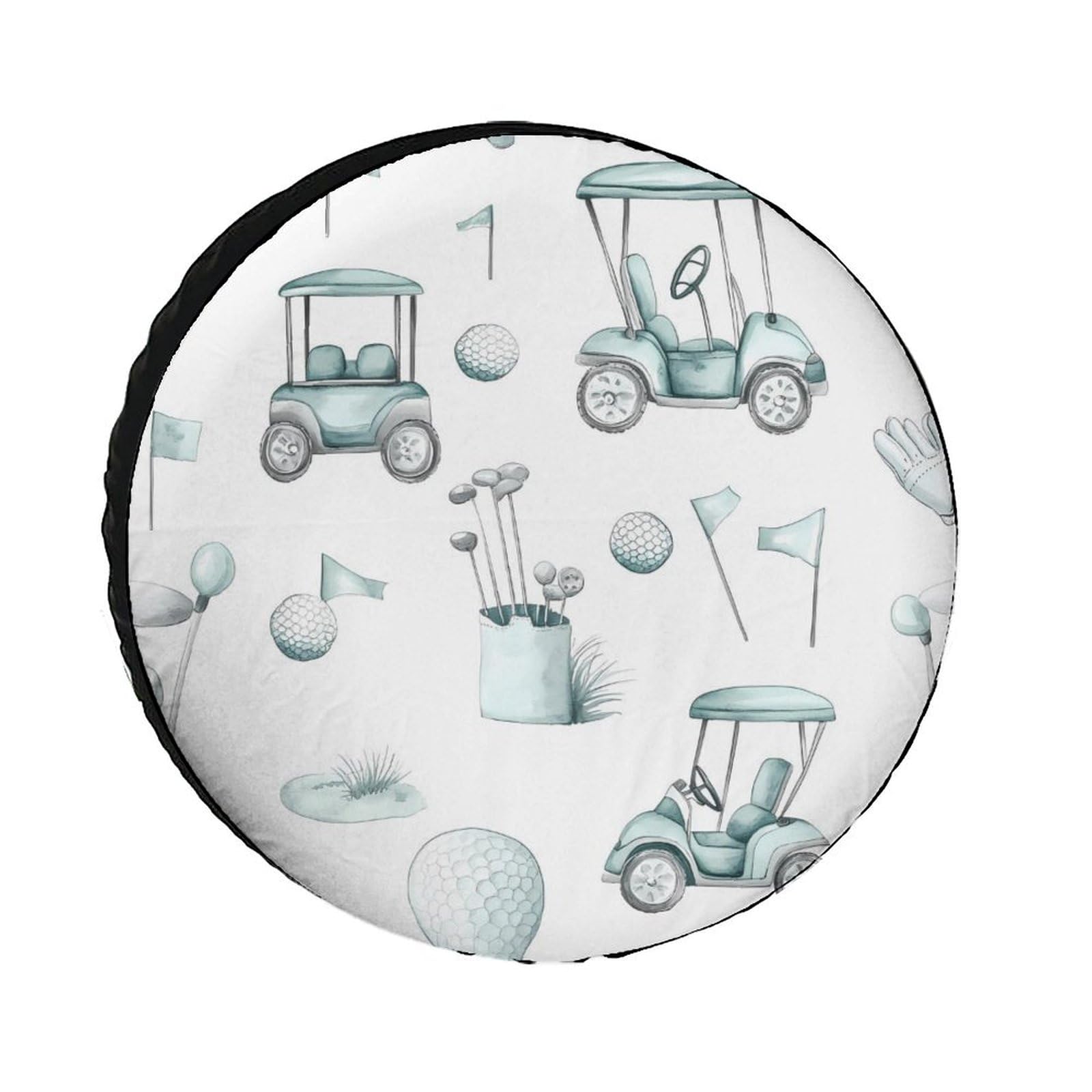 Watercolor Golf Pattern Spare Tire Cover Oxford Waterproof Wheel Protectors Universal Car Accessories 28inch