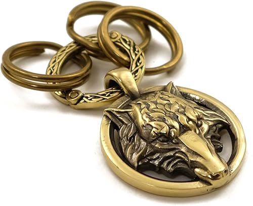 Miniatura 3 de Wolf keychain Fenrir, Handmade Fenrir keychain, Solid brass Scandinavian old norse mythology wolf keychain for men and women