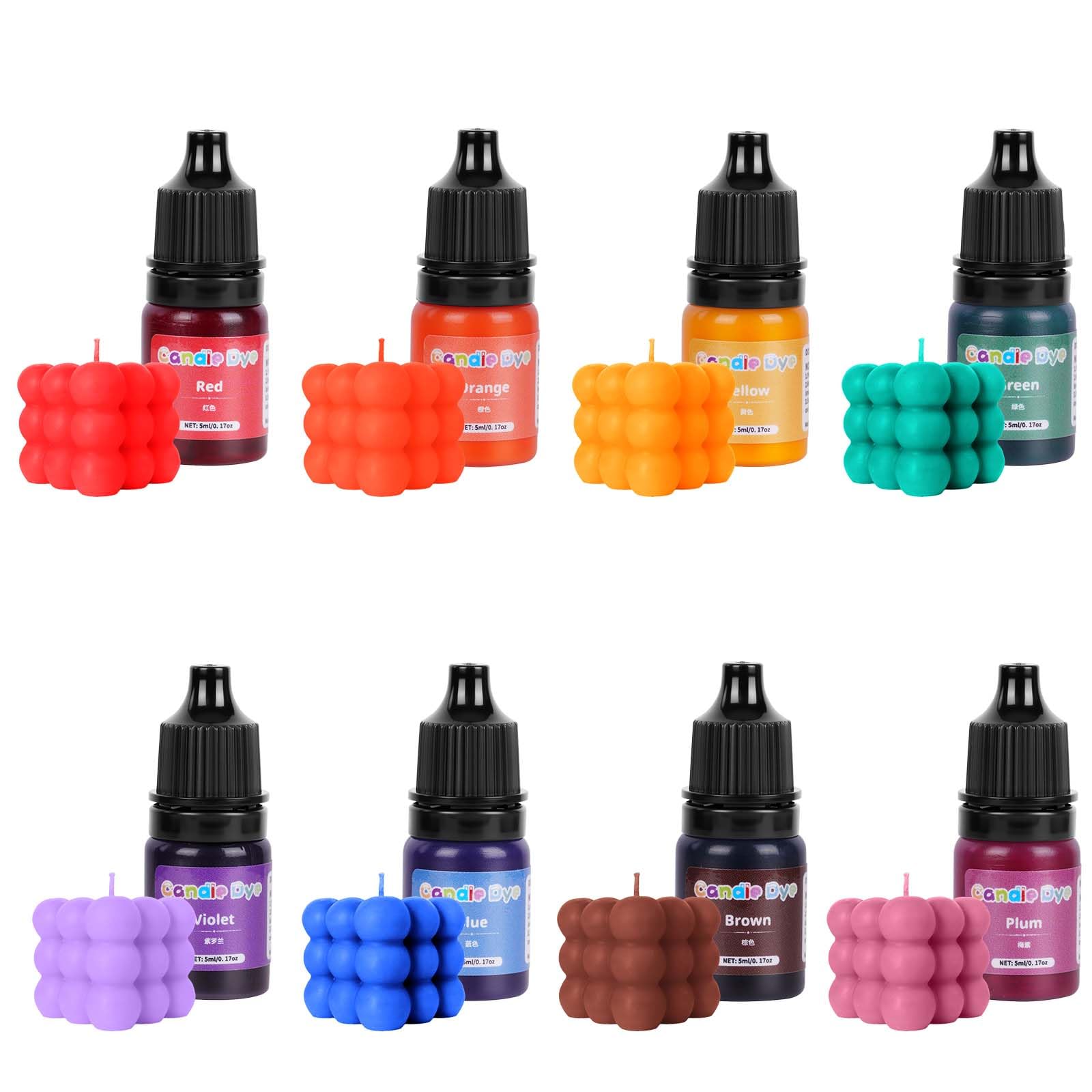 Alaoo Kerzenfarben, 8 Farben Flüssig Kerzen Farbe für DIY Kerze