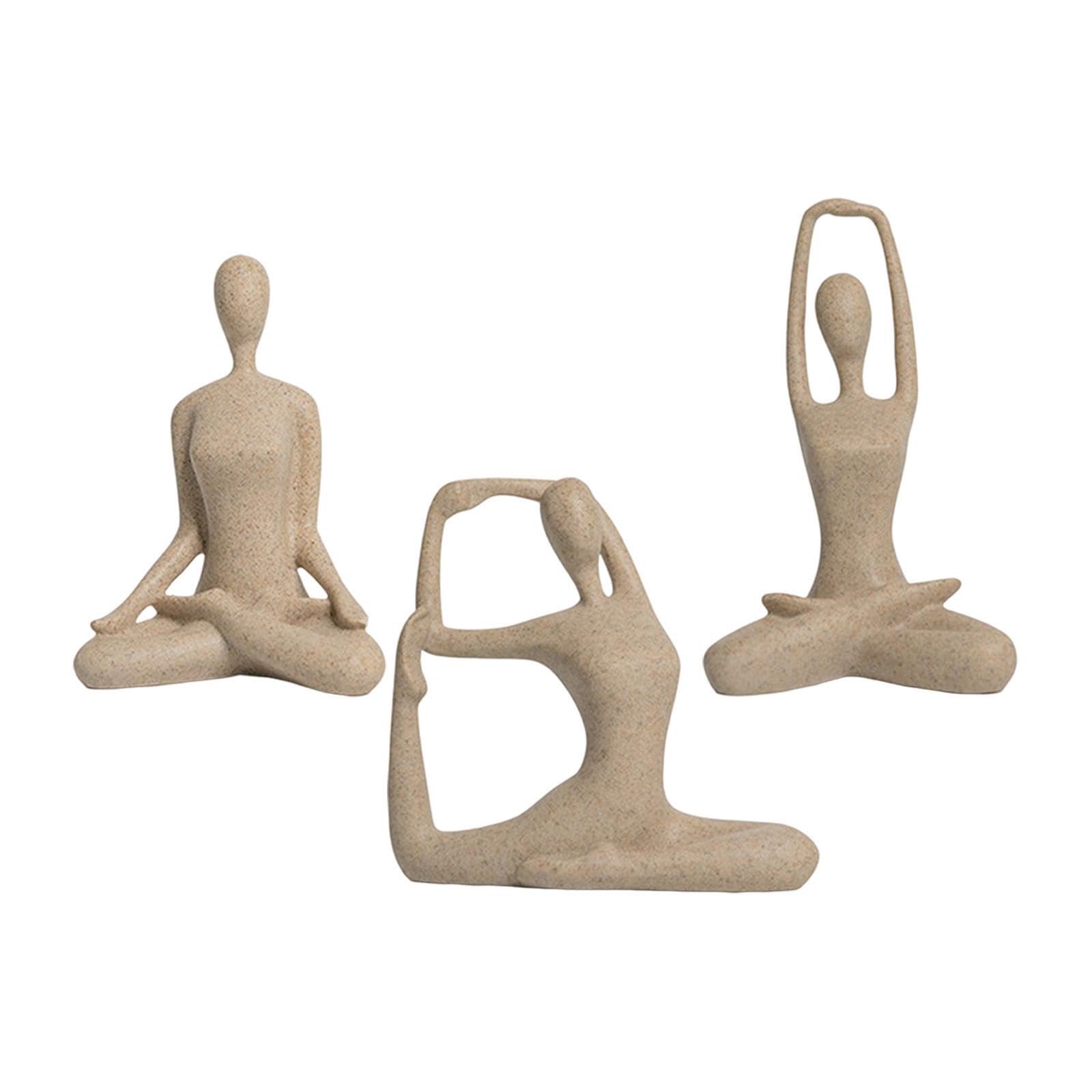 PIXZCSA 3pieces Resin Figurines Yoga Figure Home Decor for Creative Sculpture For Living Room Table Centerpiece Fireplace Patio