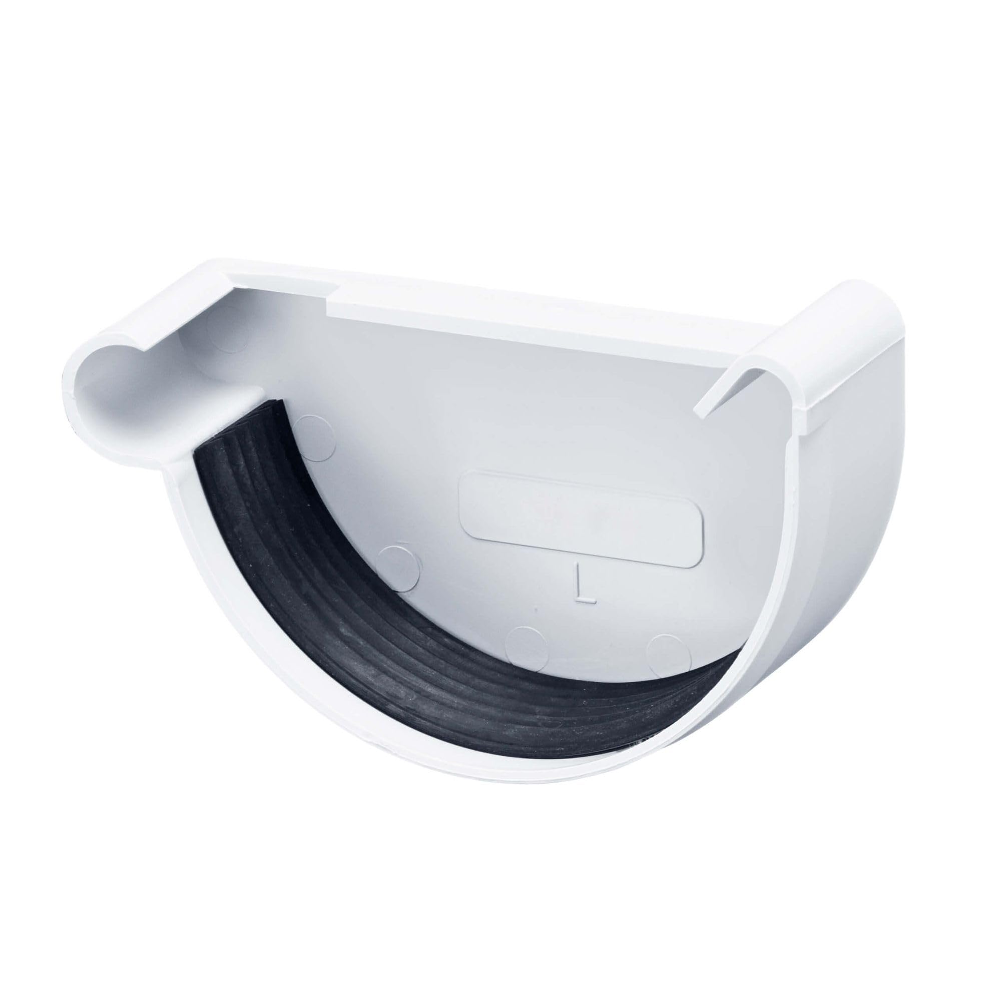 INEFA Gutter End Cap Half-Round PVC 100mm, Left White Plastic Push-Fit Installation