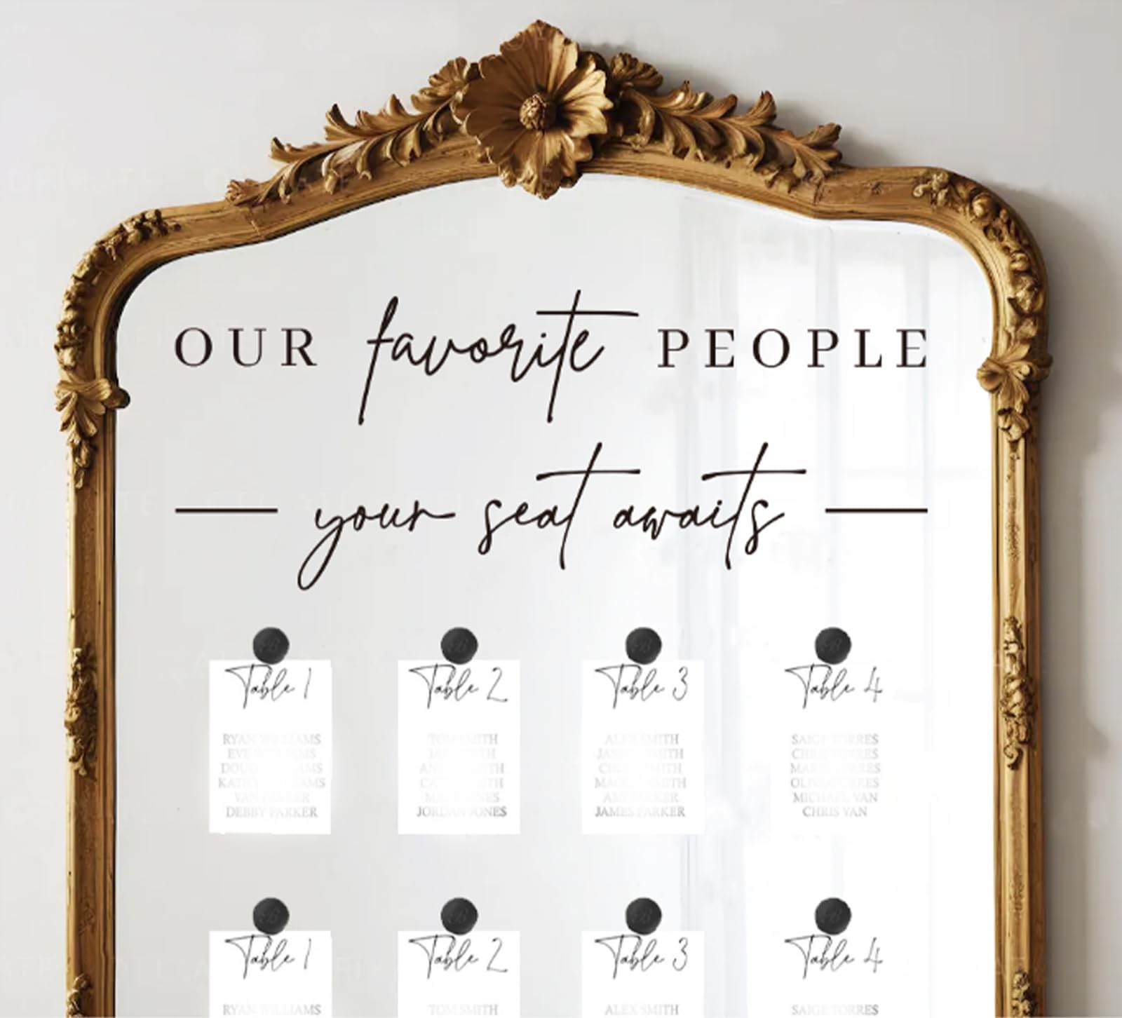 JarThenaAMCS Wedding Seating Chart Decal Our Favorite People Mirror Stickers Removable Letters Vinyl Decals for Glass Window Sign Marriage Decor, Black