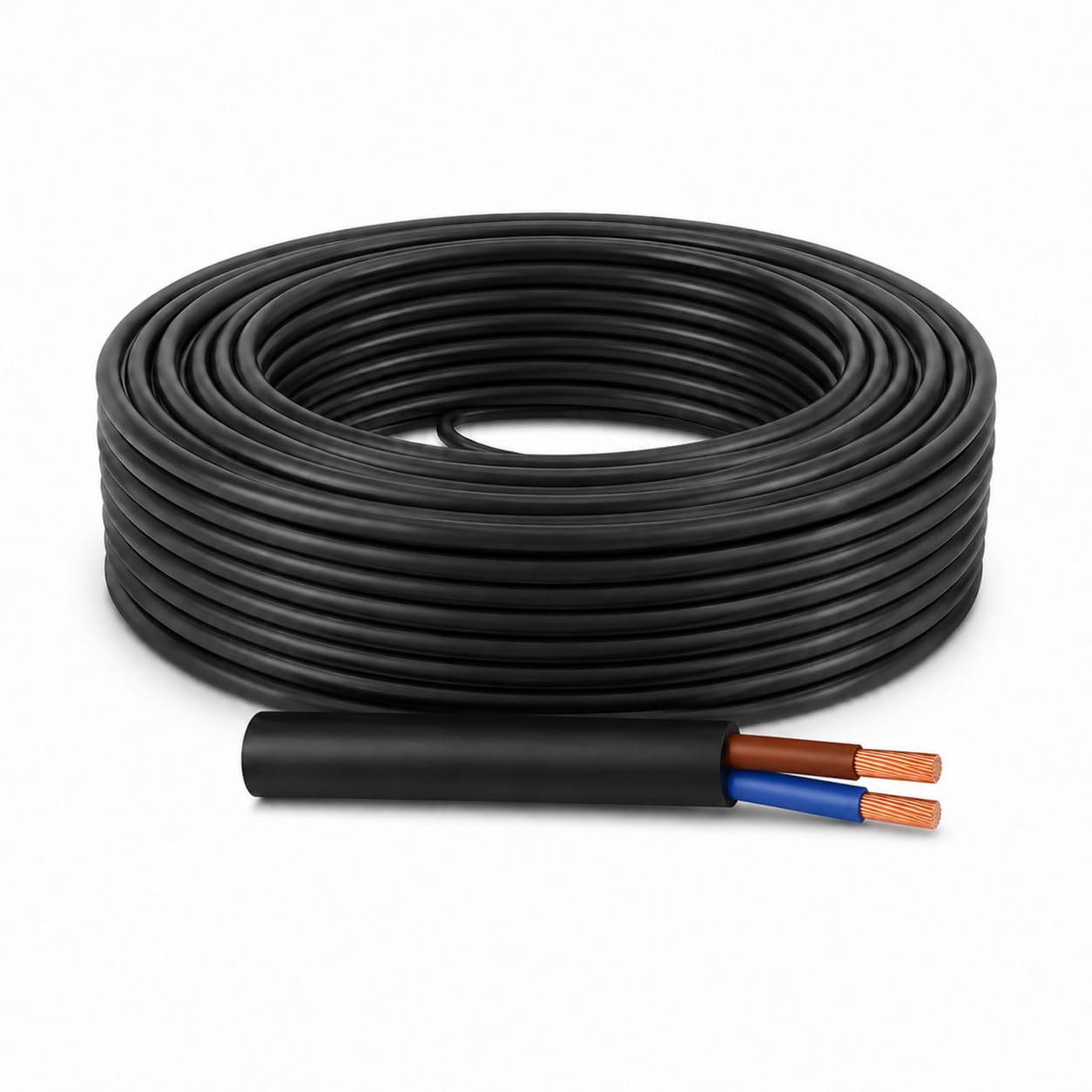 Cable RV-K 2x2.5mm 0.6/1kV 25 Metros - Manguera Industrial RVK 2,5MM2 Bipolar para Instalación Eléctrica Exterior y Interior