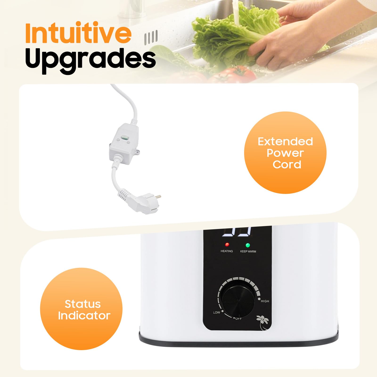 Caldaia sottolavello Scaldabagno elettrico mini serbatoio da 8 litri 1500W Bassa pressione con spina 0-65℃ per lavello, cucina, lavello