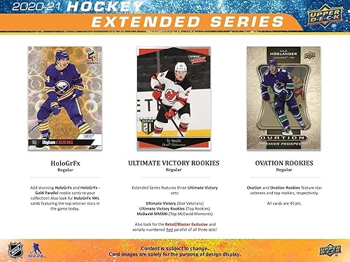 Miniatura 5 de Upper Deck Extended Series 2020/21 - Caja lanzadora de hockey de la NHL - 7 paquetes por caja - 8 tarjetas por paquete - Colecciona cartas de novato