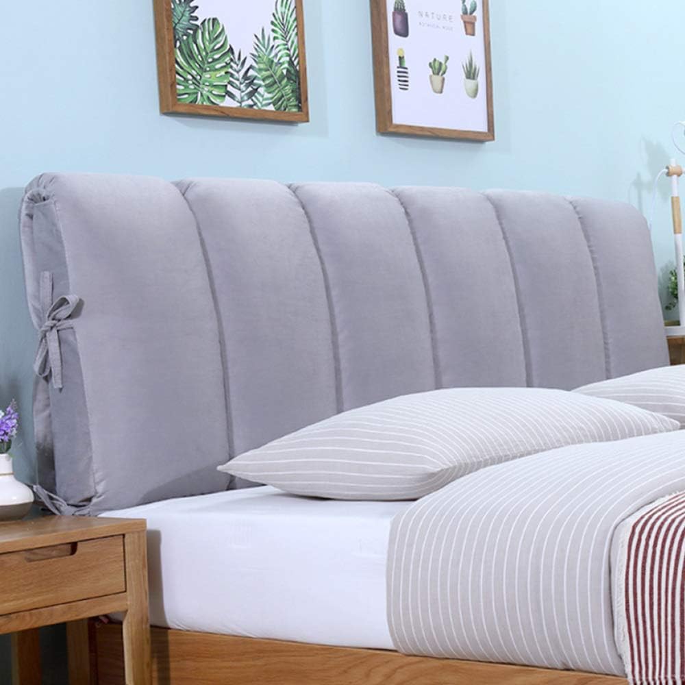 Single Double Bed Headboard Cover, Upholstered Cushion Short Plush Headboard Cover Wooden/Iron Bed Headboard Cover Thicken Bed Headboard Cover,(160x60cm,Grey)